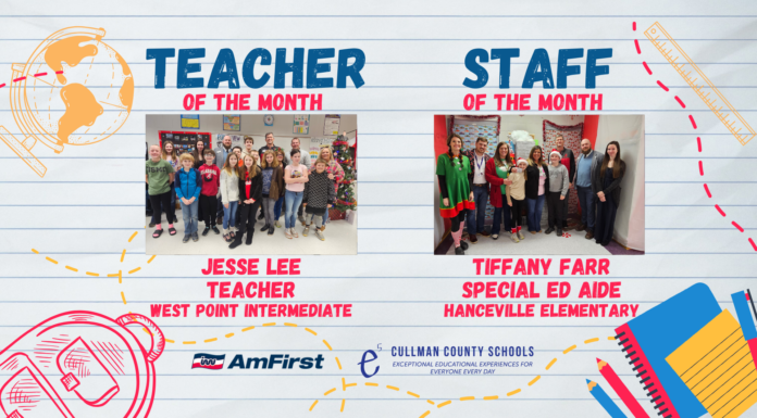 Lee, Farr named December CCBOE/AmFirst Teacher, Staff Member of the Month