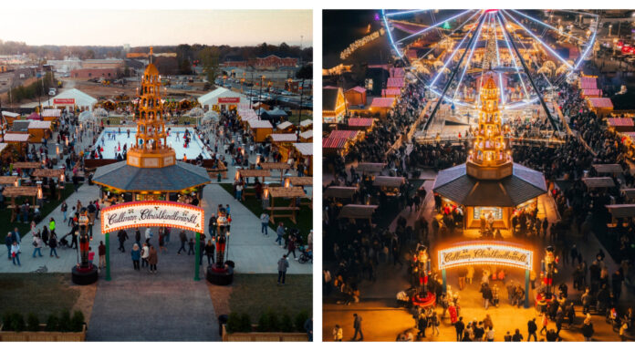 Christkindlmarkt doubles in size, now open daily through Dec. 23 Drone shots show the Cullman Christkindlmarkt in 2023 and 2024. (Cullman Parks, Recreation & Sports Tourism)