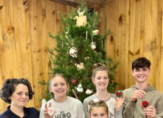Heritage Homeschool participants try their hands at punch needle embroidery