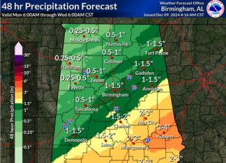 Wet conditions through early Wednesday with a few severe storms possible Tuesday
