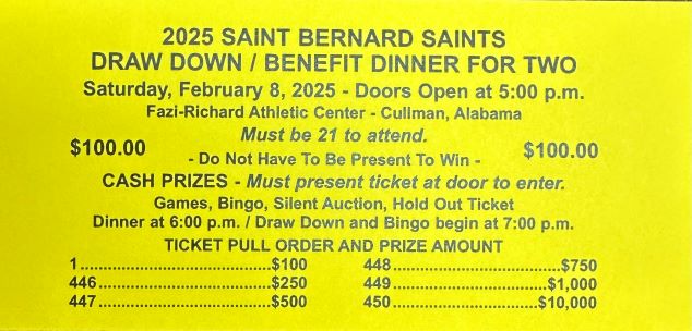 St. Bernard Athletic Boosters to host Annual Draw Down Dinner Feb. 8