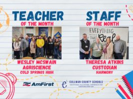 McSwain, Atkins named January CCBOE/AmFirst Teacher, Staff Member of the Month