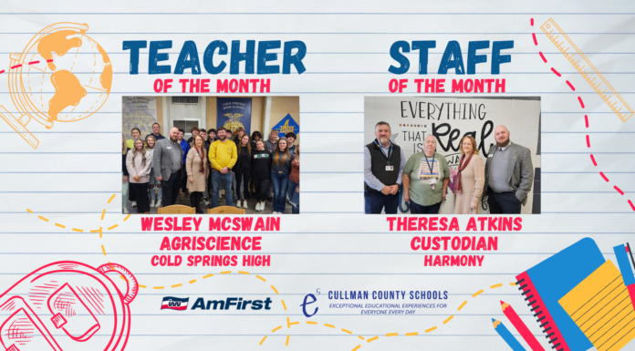 McSwain, Atkins named January CCBOE/AmFirst Teacher, Staff Member of the Month
