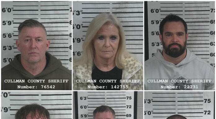 Grand jury calls for abolition of Hanceville PD; 6 arrested Top row, left to right, are Jason Shane Marlin, Donna Reid Kelso and Jason Scott Wilbanks; bottom row, left to right, are Eric Michael Kelso, William Andrew Shelnutt and Cody Alan Kelso. (Cullman County Sheriff’s Office)