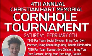 4th annual Christian Hart Memorial Cornhole Tournament Feb. 8
