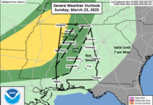 Showers and thunderstorms this evening into Monday