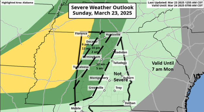 Showers and thunderstorms this evening into Monday