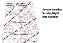 Severe weather threat increasing Sunday night into Monday