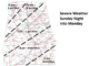 Severe weather threat increasing Sunday night into Monday