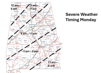 Severe weather tonight into Monday