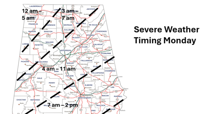 Severe weather tonight into Monday
