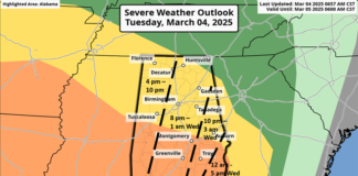 Strong, gusty winds followed by a line of Thunderstorms this evening