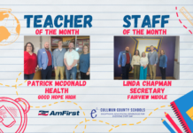 McDonald, Chapman named March CCBOE/AmFirst Teacher, Staff Member of the Month