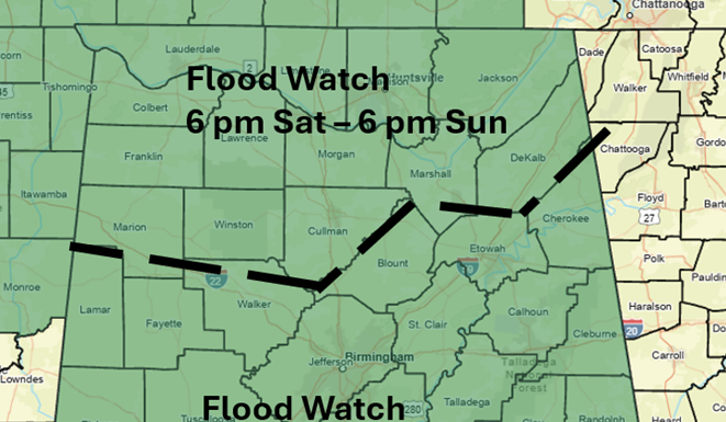 Line of storms and potential flooding rain tonight into Monday