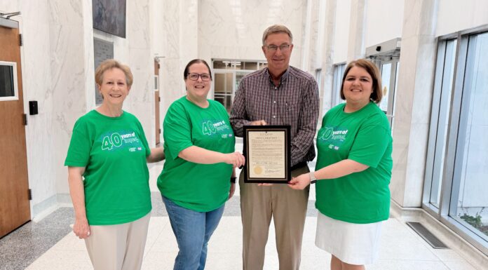 Jacobs proclaims May 31 ‘Relay For Life Day’ in Cullman Left to right are Linda Walker, Rebekah Cash, Cullman Mayor Woody Jacobs and Michelle Schlosser. (Mary Beth Sellers)