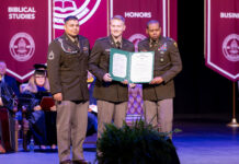 Cullman’s Cody Goodwin commissioned as 2nd lieutenant in US Army Second Lieutenant Cody Goodwin (middle) receives his Certificate of Commission from Sergeant First Class Gomez (left) and Lieutenant Colonel House (right). (Freed-Hardeman University)