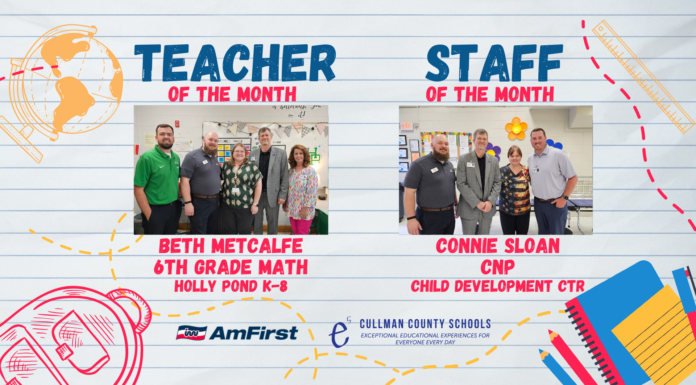 Metcalfe, Stallings named April CCBOE/AmFirst Teacher, Staff Member of the Month