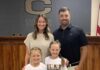 PREP SOFTBALL: ‘This is where I feel like God led me’: Drew Bryson returning to Cullman to lead Bearcats softball team Samantha Bryson and Drew Bryson with their daughters Hadley and Bryleigh at the Wednesday, May 21, 2025, Cullman City School Board meeting (Nick Griffin)