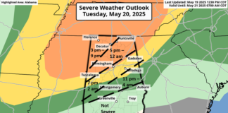 Severe weather threat through early Wednesday, NOAA Weather Radio unavailable in Central Alabama