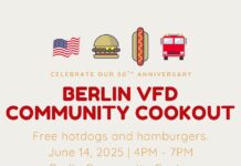 Berlin VFD celebrating 50th anniversary with free community cookout June 14