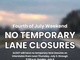 ALDOT suspends temporary lane closures over 4th of July 4 holiday