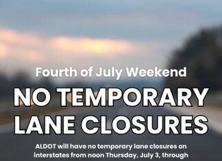 ALDOT suspends temporary lane closures over 4th of July 4 holiday