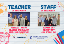 Taylor, Gay named May CCBOE/AmFirst Teacher, Staff Member of the Month