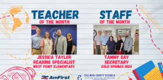 Taylor, Gay named May CCBOE/AmFirst Teacher, Staff Member of the Month