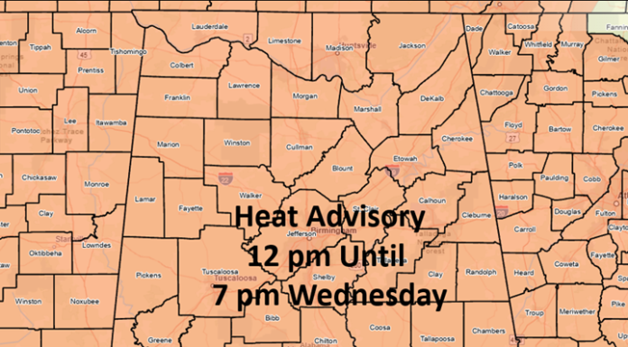 Heat advisory into Wednesday with a few severe storms possible