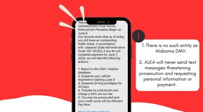 ALEA warns Alabamians of nationwide phishing scam impersonating ‘Alabama DMV’