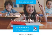 Alabama’s 20th annual Back-to-School Sales Tax Holiday set for July 18–20, 2025