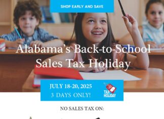 Alabama’s 20th annual Back-to-School Sales Tax Holiday set for July 18–20, 2025