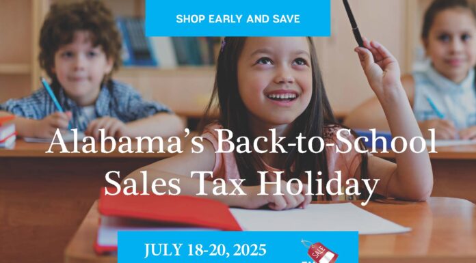 Alabama’s 20th annual Back-to-School Sales Tax Holiday set for July 18–20, 2025