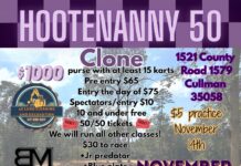 P and G Speedway to host Hootenanny 50 Nov. 15 P and G Speedway is set to host the Hootenanny 50 on Nov. 15, featuring a full day of dirt kart racing, family activities and award-winning barbecue from Hootenanny BBQ. Gates will open at 3 p.m. on race day with drivers meeting at 5 p.m. with qualifying to follow. A practice day is scheduled for Nov. 14 for $5. Pre-entry cost is $65, with day-of registration costing $75. Spectator admission is $10. (P and G Speedway)