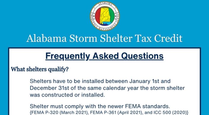 Storm shelter tax credit available for Alabama homeowners