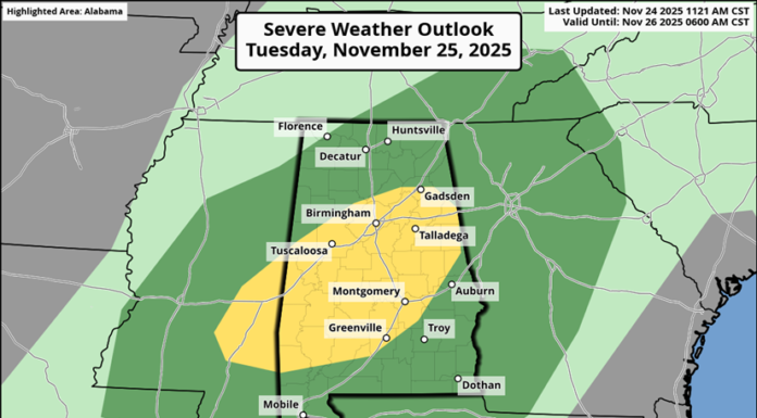 Portions of state upgraded to slight risk for severe weather Tuesday into Early Wednesday
