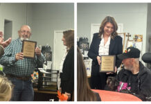 West Point seats new mayor, council; 2 seats vacant (Left) Outgoing Mayor Gerald Schafer receives a recognition plaque. (Right) Outgoing Councilmember Frankie Jones receives a recognition plaque. (Anabelle Howze/The Cullman Tribune)
