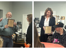 West Point seats new mayor, council; 2 seats vacant (Left) Outgoing Mayor Gerald Schafer receives a recognition plaque. (Right) Outgoing Councilmember Frankie Jones receives a recognition plaque. (Anabelle Howze/The Cullman Tribune)