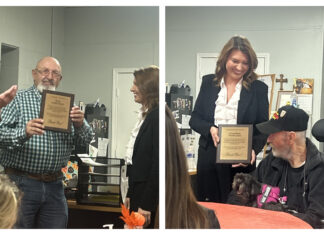 West Point seats new mayor, council; 2 seats vacant (Left) Outgoing Mayor Gerald Schafer receives a recognition plaque. (Right) Outgoing Councilmember Frankie Jones receives a recognition plaque. (Anabelle Howze/The Cullman Tribune)