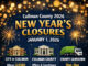 New Year’s Day closures, sanitation delays
