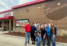 AMRV celebrates grand opening of Jack’s in Fairview Left to right are Grissom Mayfield, Kaitlyn Owen, Rep. Heath Allbright, Jennifer Campbell, Whitney Manderson, Renona Seibert, Sherry Clough, Lynn Mullins, Clint Haynes and Karmen Baker. (AMRV RC&D)