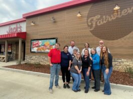 AMRV celebrates grand opening of Jack’s in Fairview Left to right are Grissom Mayfield, Kaitlyn Owen, Rep. Heath Allbright, Jennifer Campbell, Whitney Manderson, Renona Seibert, Sherry Clough, Lynn Mullins, Clint Haynes and Karmen Baker. (AMRV RC&D)