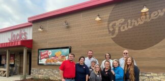 AMRV celebrates grand opening of Jack’s in Fairview Left to right are Grissom Mayfield, Kaitlyn Owen, Rep. Heath Allbright, Jennifer Campbell, Whitney Manderson, Renona Seibert, Sherry Clough, Lynn Mullins, Clint Haynes and Karmen Baker. (AMRV RC&D)