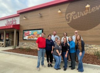 AMRV celebrates grand opening of Jack’s in Fairview Left to right are Grissom Mayfield, Kaitlyn Owen, Rep. Heath Allbright, Jennifer Campbell, Whitney Manderson, Renona Seibert, Sherry Clough, Lynn Mullins, Clint Haynes and Karmen Baker. (AMRV RC&D)