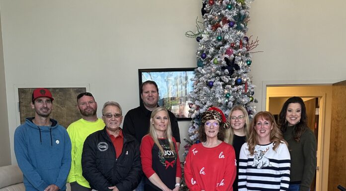City of Good Hope thanks Nexan Building Products for longtime Christmas sponsorship Pictured left to right are Crystal Carpenter, Christy Gowens, Christie Burrow, Courtney Beck, Cyndi Booth, Mayor Jerry Bartlet, Corey Harbison, Daniel Brasher and Blake Malin. (City of Good Hope)