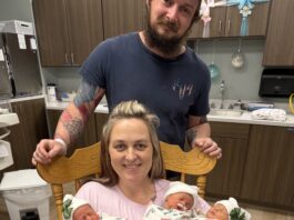 Cullman Regional NICU welcomes 1st set of triplets Dalton and Jessica Shoemake pose with their newborn triplets. (Cullman Regional)
