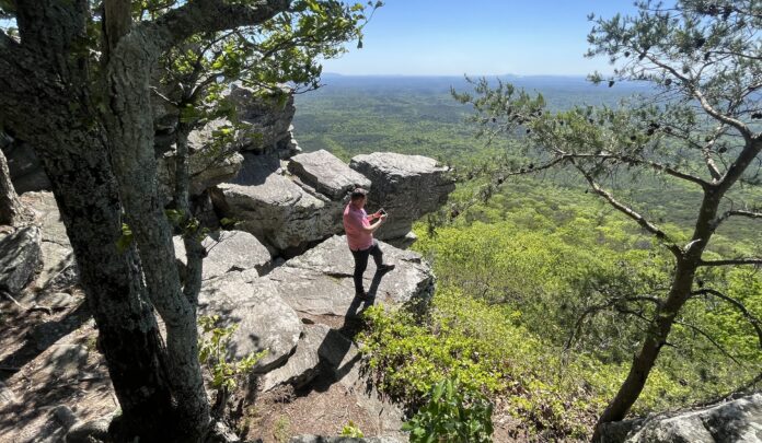 The First Day Hike Sunset Hike at Cheaha State Park follows the Pulpit Rock Trail, which offers panoramic views of the Talladega National Forest.  (Photo by Josh Bean | Alabama State Parks)