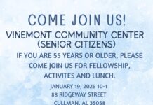 Vinemont monthly senior events continue Jan. 19
