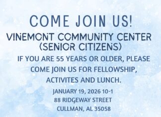 Vinemont monthly senior events continue Jan. 19