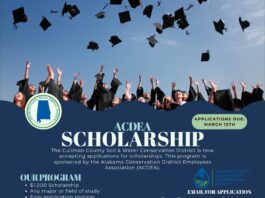 Alabama Conservation District Employees Association announces 6 $1K scholarships for 2026 graduating seniors (Alabama Conservation District Employees Association)
